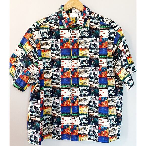 ASOS Design Mens Shirt M Bright Kitch Allover Pattern 100% Cotton Short Sleeve - Picture 2 of 4